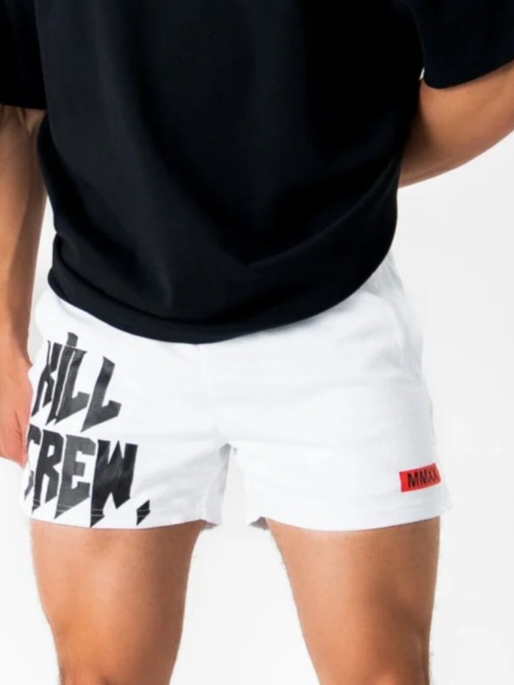 Kill Crew MUAY THAI SHORTS (MID THIGH CUT) - WHITE